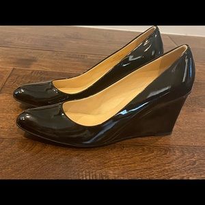 J.Crew Black Patent Wedge, 7.5